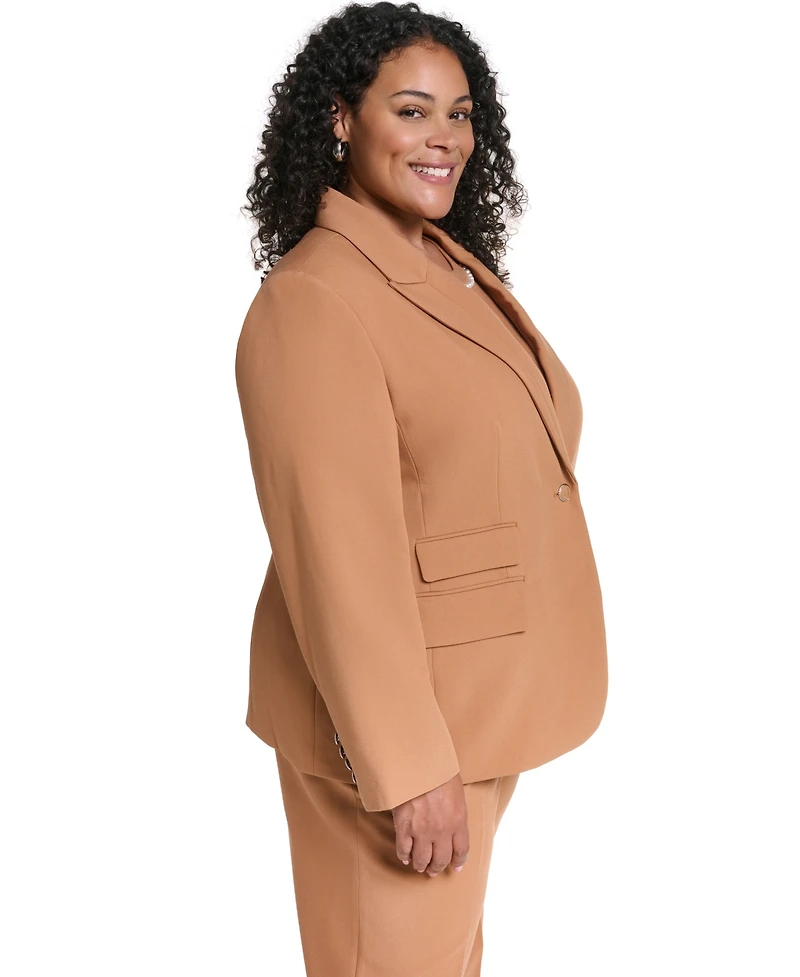Karl Lagerfeld Paris Plus Size One-Button Woven Blazer