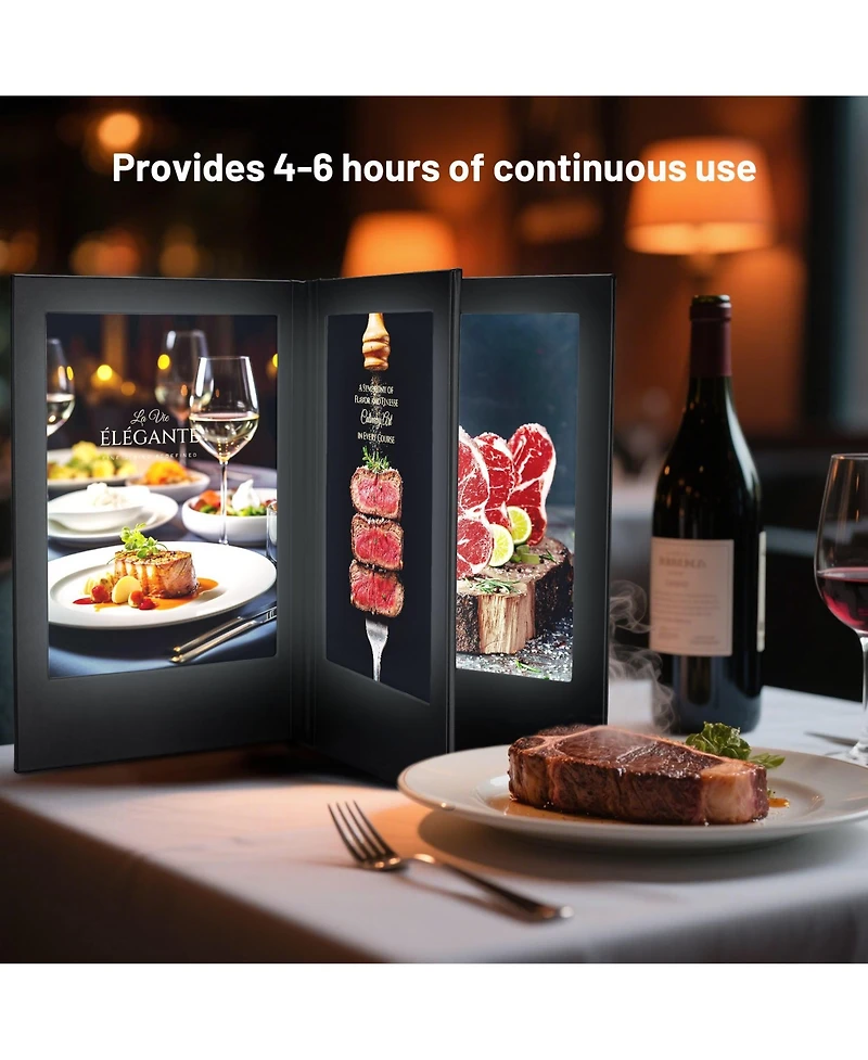 Yescom Led Backlit Menu Holder Cover Folding Panel 4 View 8"x11" Paper 2 Pack
