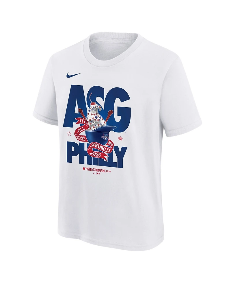 Nike Big Boys and Girls White 2026 Mlb All-Star Game Ice Cream Helmet T-Shirt