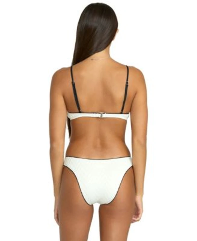 Volcom Womens Baby V Neck Cropped Bikini Top Moderate Coverage Hipster Swim Bottoms