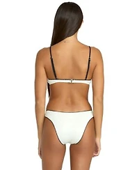 Volcom Womens Baby V Neck Cropped Bikini Top Moderate Coverage Hipster Swim Bottoms