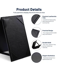 Yescom 4"x6" Table Tent Menu Holders 2 Side A Frame Pu leather Drink Dessert for Restaurant Bar 5 Pack