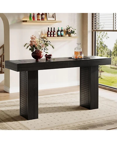 Tribesigns 70.9" Extra Long Bar Table, Counter Height Pub Table with Sturdy Pedestal Base, Modern Rustic Rectangular