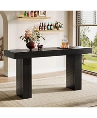 Tribesigns 70.9" Extra Long Bar Table, Counter Height Pub Table with Sturdy Pedestal Base, Modern Rustic Rectangular