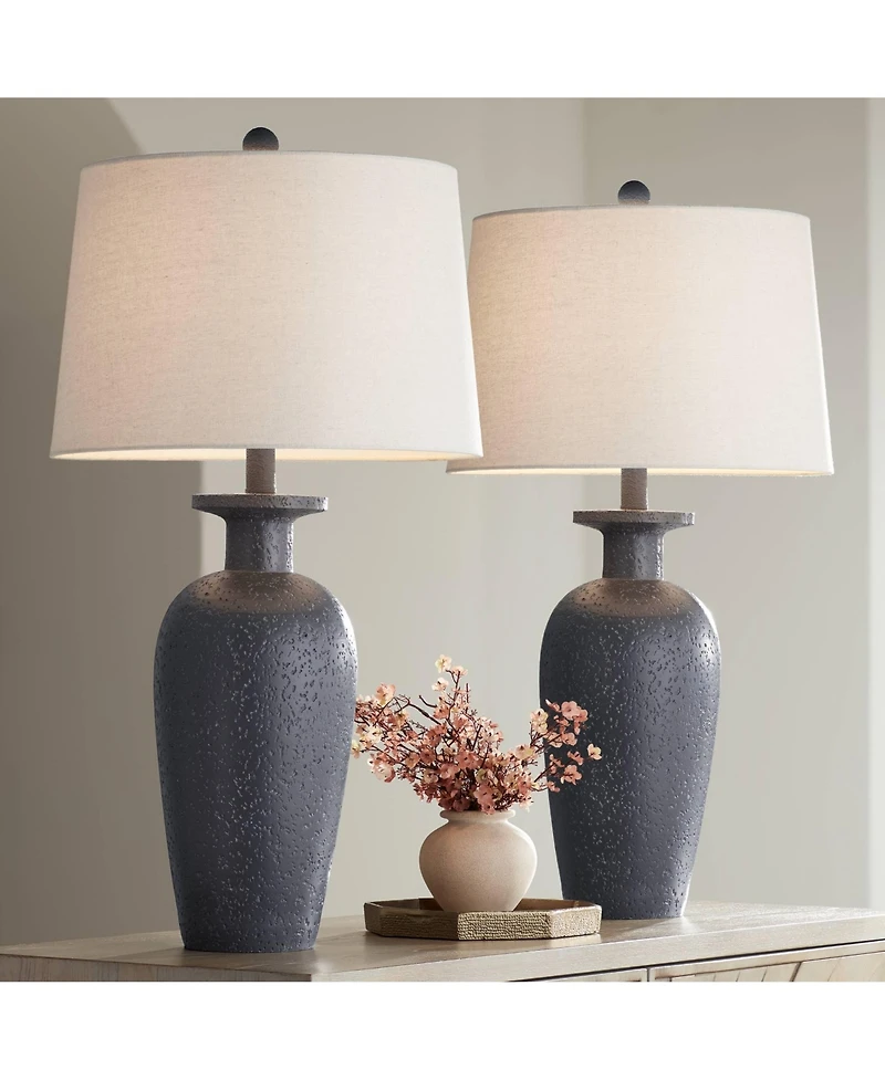 360 Lighting Glenwood 28" Tall Farmhouse Rustic Country Cottage 3-Way Table Lamps Set of 2 Living Room Bedroom Bedside Shade