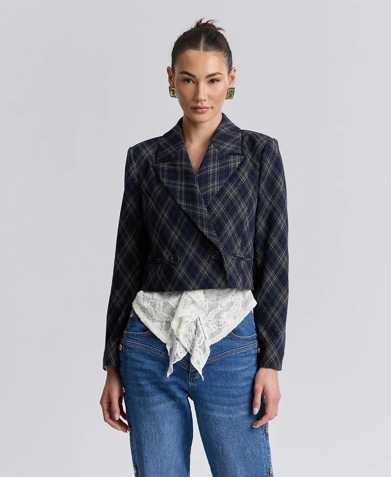 Avec Les Filles Women's Cropped Double-Breasted Blazer