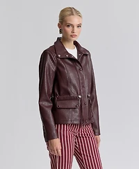 Avec Les Filles Women's Textured Mock Neck Jacket