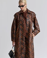 Avec Les Filles Women's Button-Front Spread Collar Maxi Coat