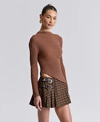 Avec Les Filles Women's Long-Sleeve Radial Rib Sweater
