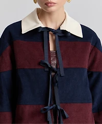 Avec Les Filles Women's Striped Rugby Front-Tie Jacket