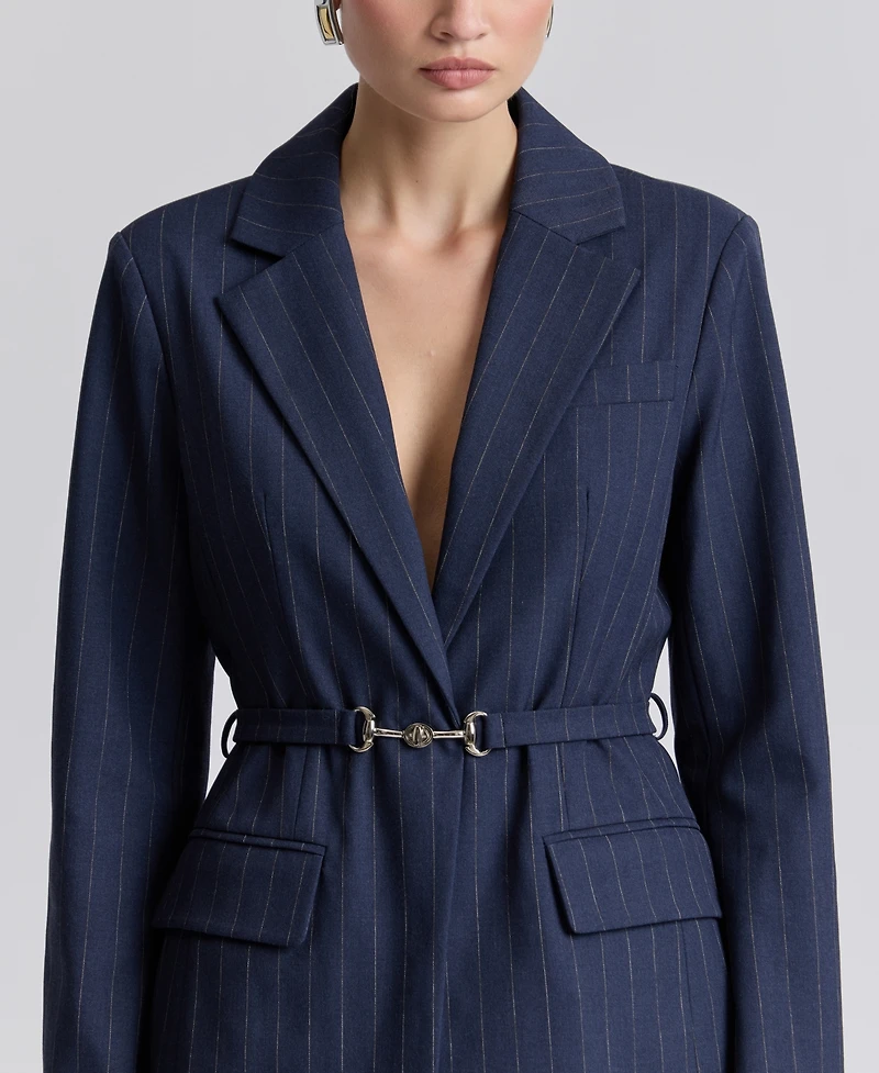 Avec Les Filles Women's Spread Collar Belted Blazer
