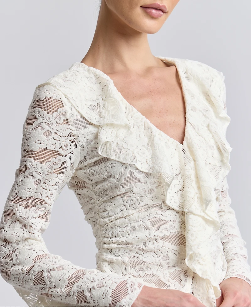 Avec Les Filles Women's Ruffle-Detail Lace Cardigan