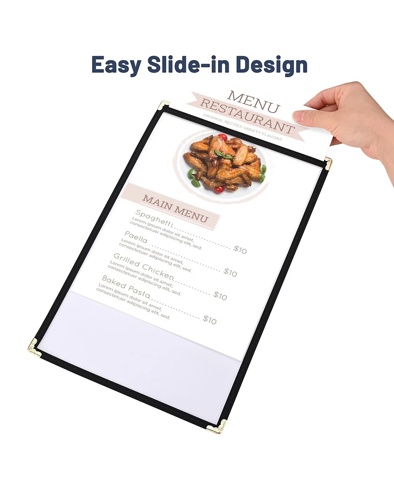 WeChef 60 Pack Restaurant Menu Covers 8.5x14" Single Page 2 View Pvc Transparent for Wine List Cafe Bar Club