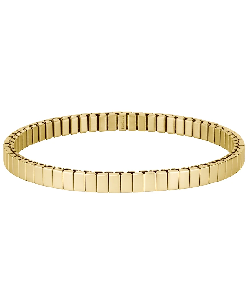 Lacoste Women's Courtline Gold-Tone Stainless Steel Green Enamel and Crystal Baguette Stretch Band Bracelet