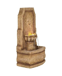 John Timberland Sun Villa 37" High Large Italian Outdoor Decor Faux Stone Floor Fountain with Light Led Outside Garden Patio