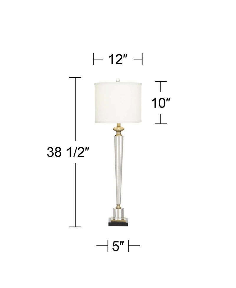 Vienna Full Spectrum Modern Table Lamps 38 1/2" Tall Set of 2 Glass Hexagonal Column Drum Shade for Bedroom Living Room Bedside