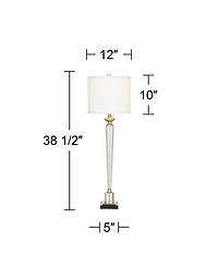 Vienna Full Spectrum Modern Table Lamps 38 1/2" Tall Set of 2 Glass Hexagonal Column Drum Shade for Bedroom Living Room Bedside