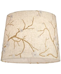 Springcrest Set of 2 Drum Print Lamp Shades Plum Flower Medium 12" Top x 14" Bottom x 11" High Spider Harp Finial Fitting