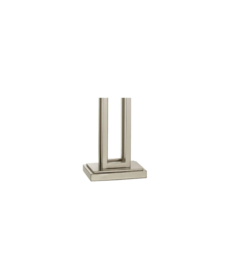 Possini Euro Design Gossard 30" Tall Rectangle Modern End Table Lamps Set of 2 Pull Chain Brushed Nickel Finish Metal