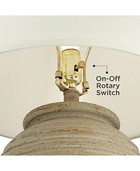 John Timberland Austin 28" Tall Jug Southwest Farmhouse Rustic Table Lamps Set of 2 Sand Toned Ridged Finish Living Room Bedroom