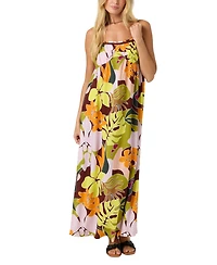O'Neill Women's Natasha Tropical Ruffle-Trim Smocked-Back Maxi Dress