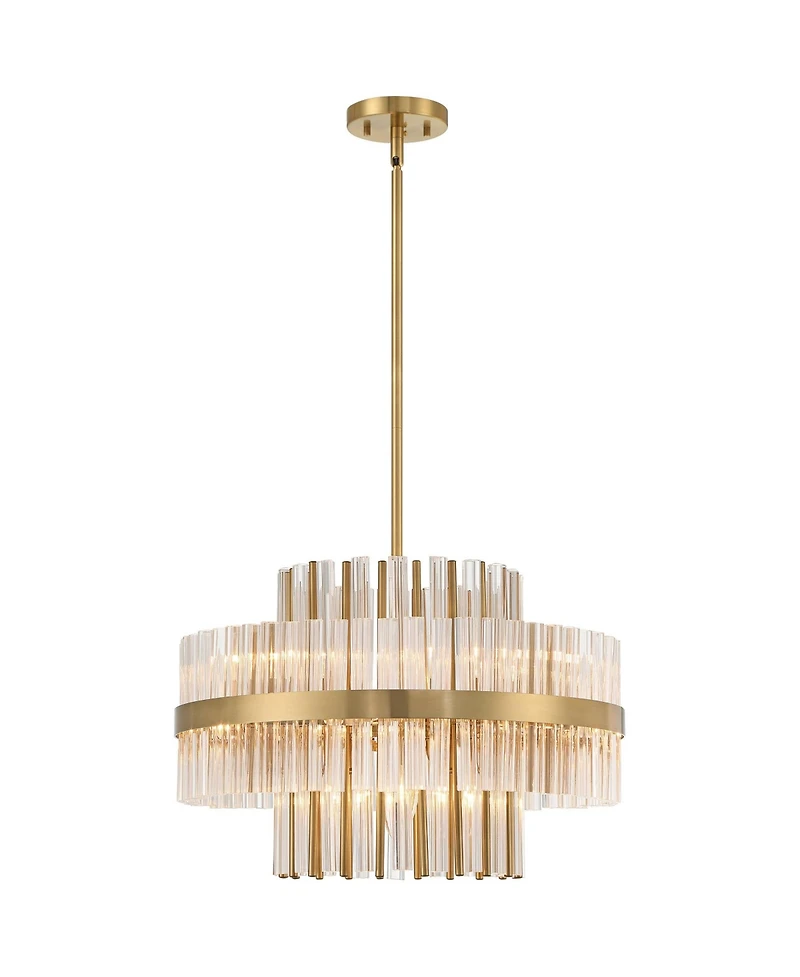 Possini Euro Design Jenna Soft Chandelier 20" Wide Modern 2-Tier Clear Crystals 8-Light Fixture for Dining Room House Foyer