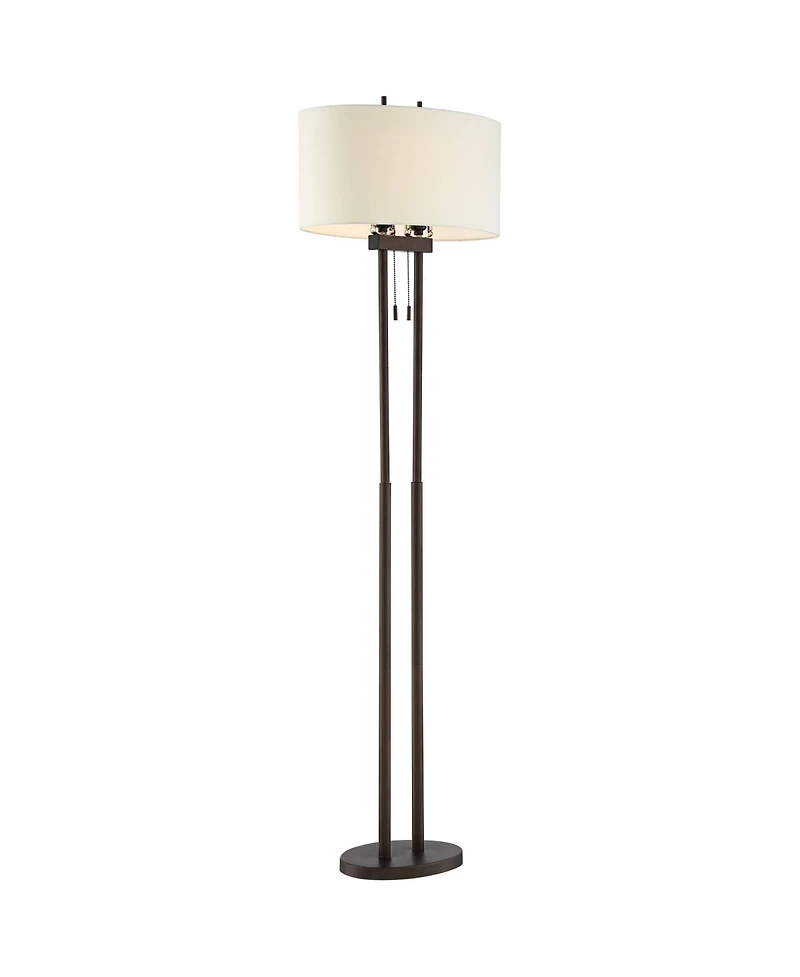 Franklin Iron Works Roscoe Modern 62" Tall Standing Floor Lamps Set of 2 Lights Twin Pole Pull Chain Roman Bronze Finish