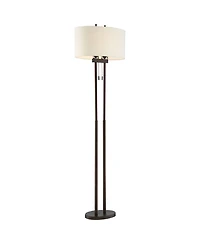 Franklin Iron Works Roscoe Modern 62" Tall Standing Floor Lamps Set of 2 Lights Twin Pole Pull Chain Roman Bronze Finish