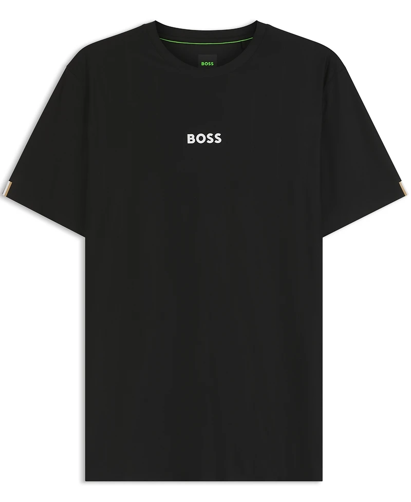 Boss by Hugo Men's Active Jacquard-Stripe Logo Slim-Fit T-Shirt