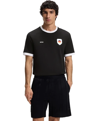 Boss by Hugo Men's Stretch-Cotton Germany Country Flag Logo T-Shirt