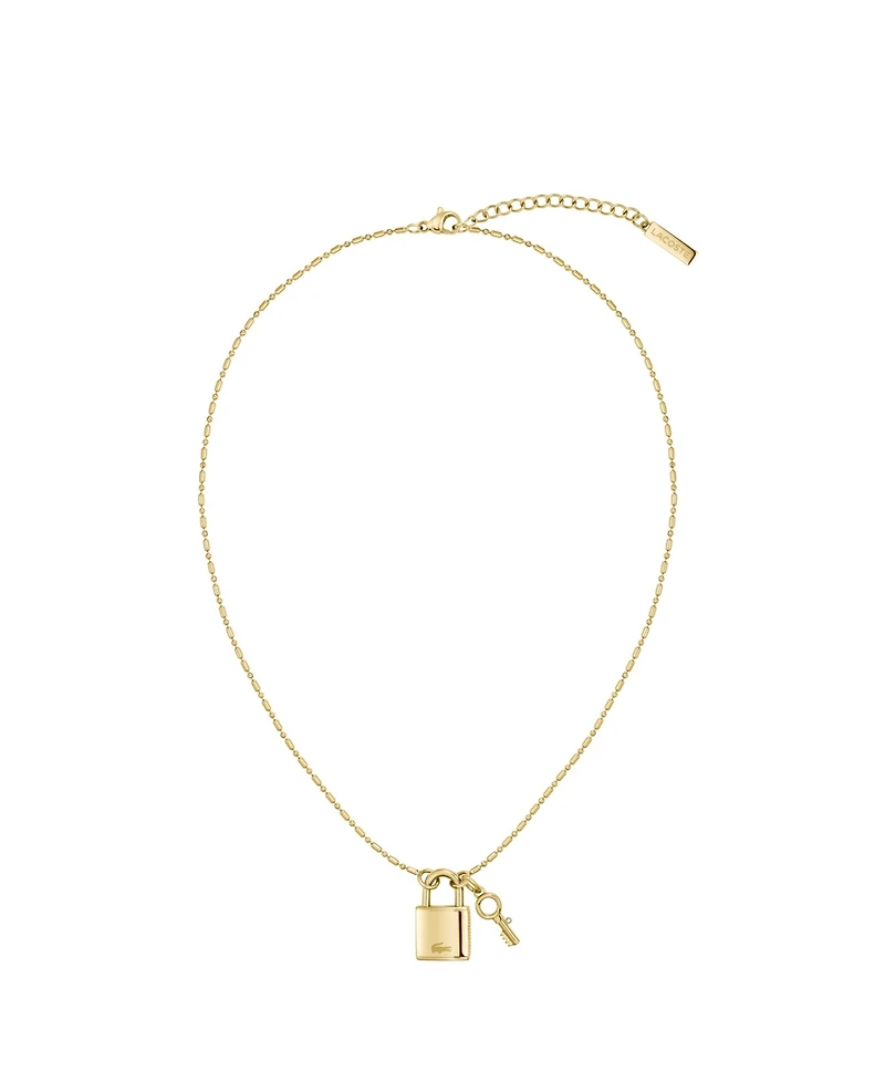 Lacoste Women's Symbol Gold-Tone Stainless Steel Lock and Key Necklace