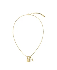 Lacoste Women's Symbol Gold-Tone Stainless Steel Lock and Key Necklace