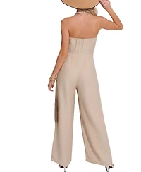 Cupshe Women's Sleeveless Button-Front Wide Leg Linen Blend Jumpsuit