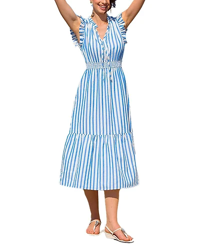 Cupshe Women's Rain Check Striped Maxi Beach Dress