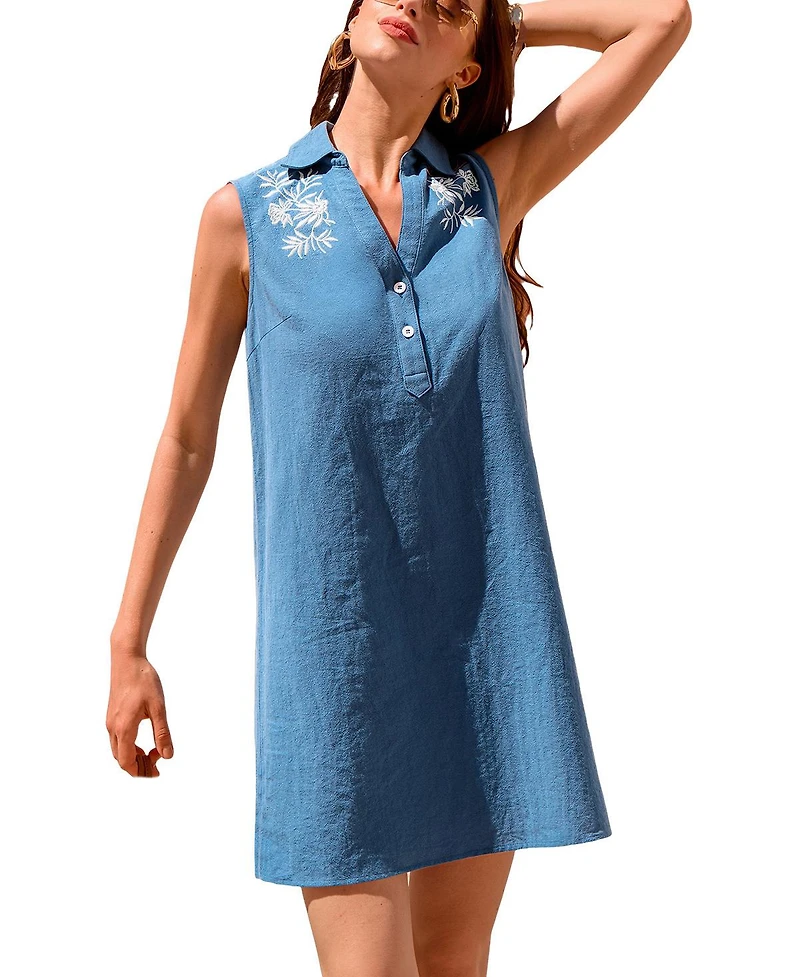 Cupshe Women's Long Journey Blue Mini Beach Dress