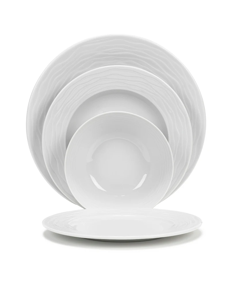 French Home White Wave 16-Piece Dinnerware Set, Service For 4