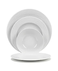 French Home White Wave 16-Piece Dinnerware Set, Service For 4