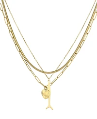 Adornia Tarnish Resistant Gold Layered Connected Set of 3 Pendant Necklace