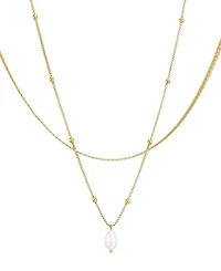 Adornia Tarnish Resistant Freshwater Pearl Gold Set of 2 Necklace