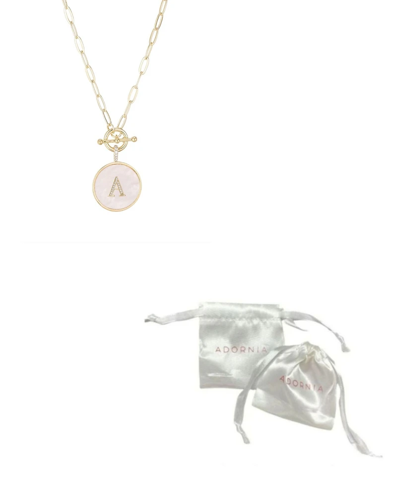 Adornia Gold Imitation Pearl Cubic Zirconia Initial Toggle Necklace