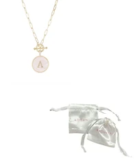 Adornia Gold Imitation Pearl Cubic Zirconia Initial Toggle Necklace