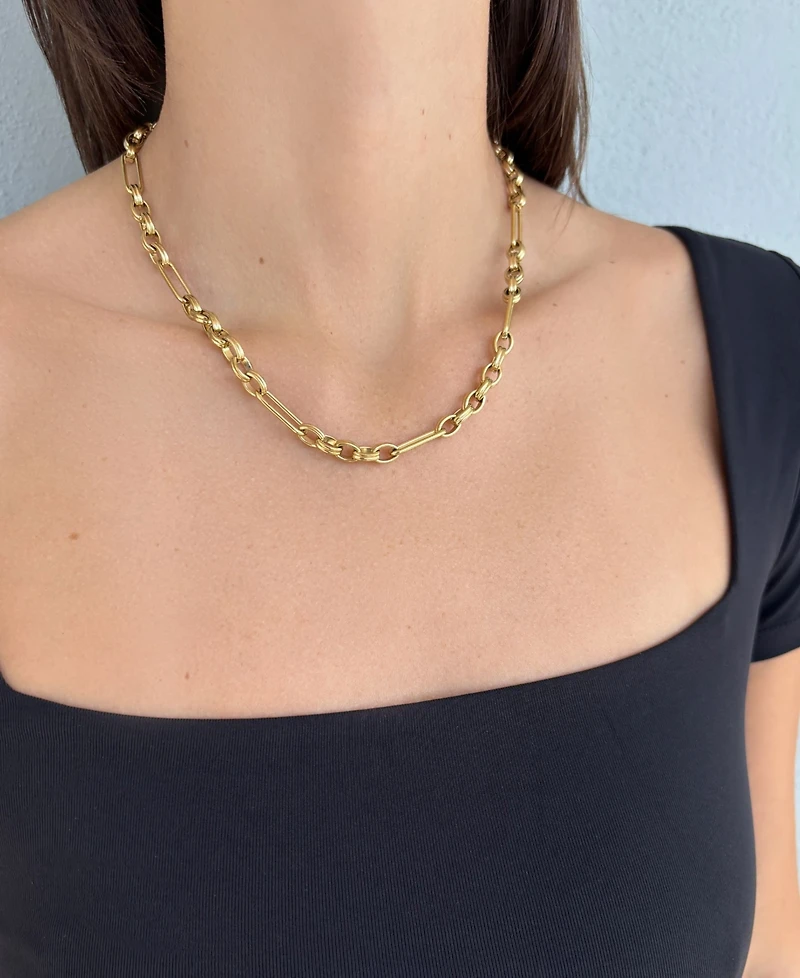 Adornia Tarnish Resistant Gold Mixed Paperclip Chain Necklace