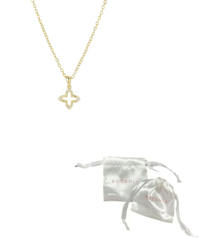 Adornia Gold Cubic Zirconia Pointed Clover Outline Necklace