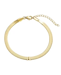 Adornia Tarnish Resistant Gold Initial Herringbone Chain Bracelet