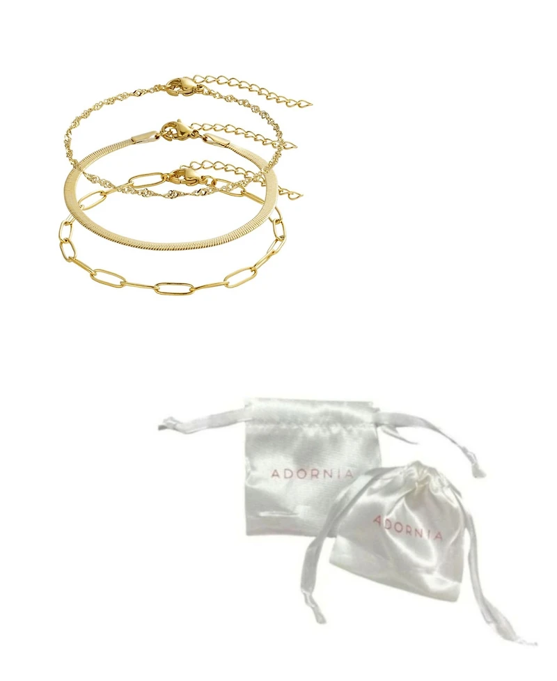 Adornia Tarnish Resistant Silver Set of 3 Chain Bracelets