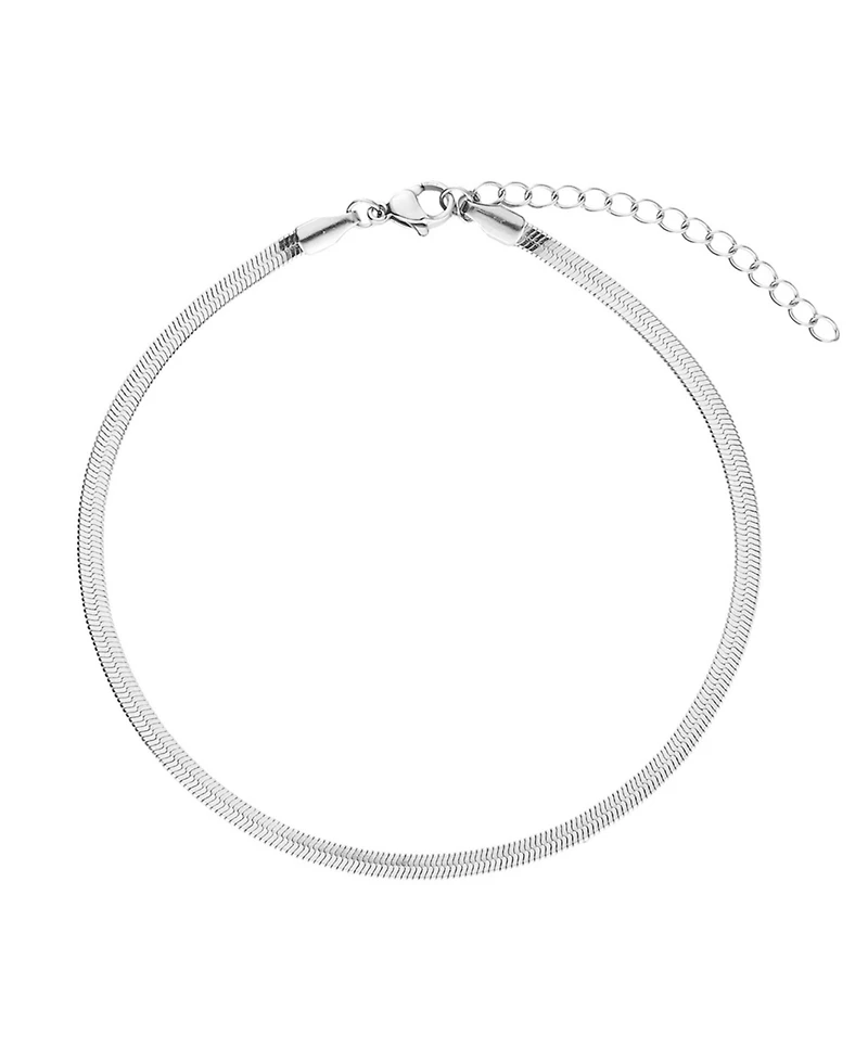 Adornia Tarnish Resistant Silver Herringbone Anklet