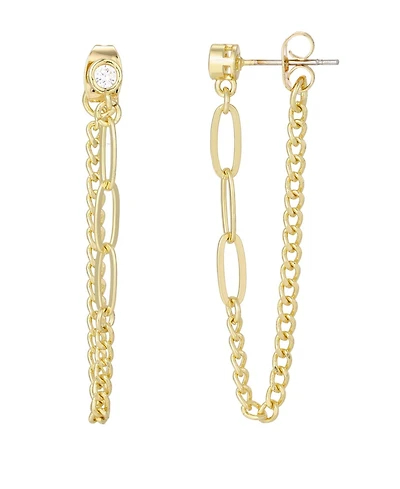 Adornia Gold Cubic Zirconia Paperclip Wrap Around Chain Earrings