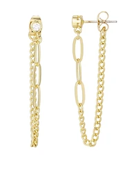 Adornia Gold Cubic Zirconia Paperclip Wrap Around Chain Earrings