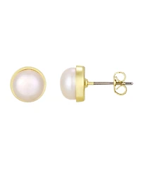 Adornia Gold Natural Freshwater Pearl Button Stud Earrings
