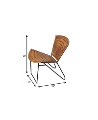 HomeRoots 23" Leather and Iron Striped Side Chair